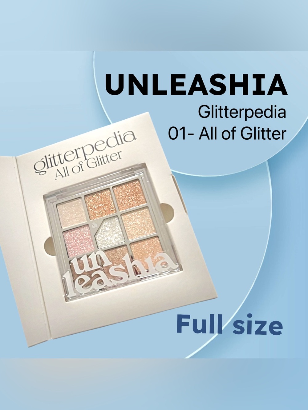 RARE🇰🇷🆕📦NIB UNLEASHIA Glitterpedia Eyeshadow 9pan Palette all of glitter 01**